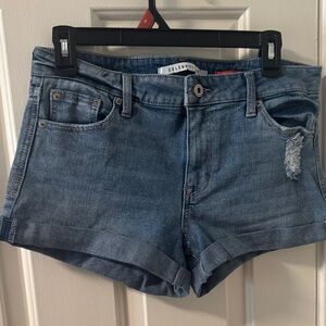 Distressed Blue Jean Shorts